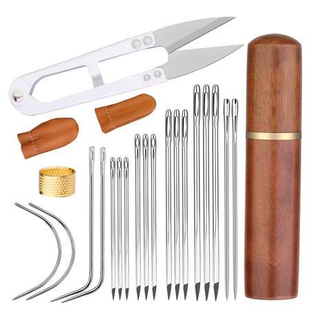 23 aiguilles en cuir de cuir 7 tailles d'aiguilles à coudre de la main en cuir