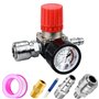 Preciva Régulateur de Pression d'Air Trois voie valve 175psi 12bar 1/4 Pouce Manomètre à Air Régulateur pour compresseur (Nouvea