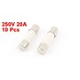 sourcing map 10 Pcs 250V 20A Rapide Action Céramique Fusibles Tubes 5mm x 20mm