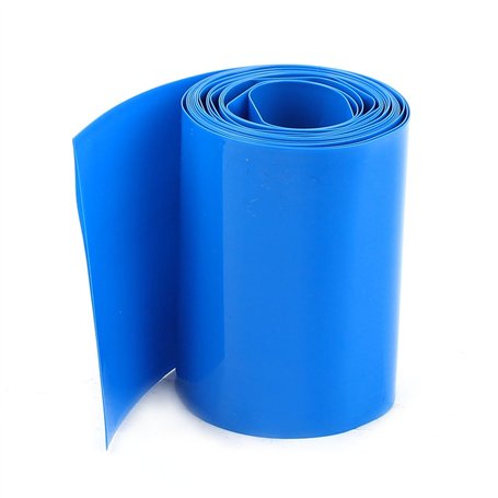 sourcing map Gaine Thermorétractable Emballage Batterie 2m Largeur 64 mm Tube thermorétractable chaleur PVC bleu pour batterie A