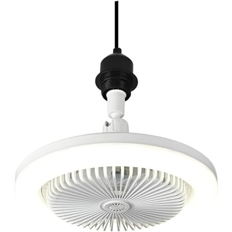 Hobaca Ventilateur de plafond 30W avec lampe E27 Base Moderne Rotatif à 180° avec lumière et télécommande
