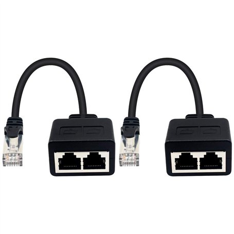 Duttek (1 Paire) Adaptateur RJ45 1 mâle vers 2 Femelles pour Extension de câble Ethernet LAN de Cat. 5/6. (Utiliser simultanémen