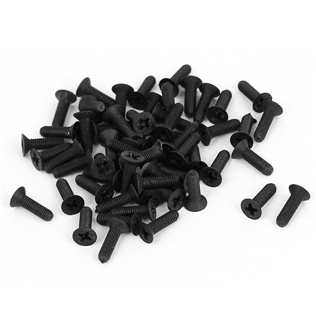 sourcing map 50pcs Vis Nylon M3x10mm Phillips Tête Fraisée Boulon Vis Mécanique Noir