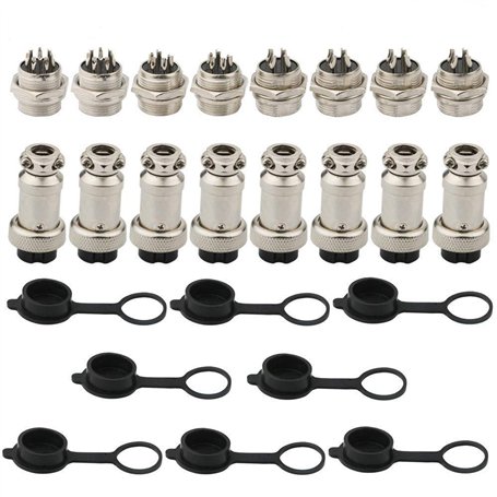 RUNCCI-YUN 8pcs 5 A 16 mm 4 broches/ 5 Pins/ 8 Pins/L'aviation connecteur Plug+ 8 pcs en caoutchouc capuchon de protection (méta
