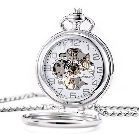 TREEWETO Montre de Poche Mécanique Steampunk pour Homme et Femme