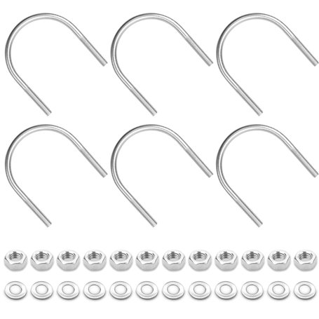YEYIT Lot de 6 boulons en U en acier inoxydable 304 M6 x 51 mm u bolt stainless durable antirouille boulons en u avec rondelle d