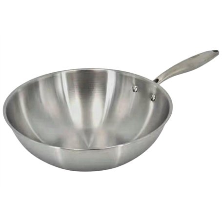 klaus Wok 28 cm en Inox inoxydable haute qualité Tous Feux Dont Induction | Cuisson Saine et Homogène | Facile à Nettoyer