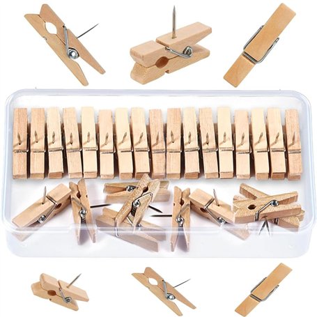 Lot de 50 épingles en bois avec épingles - Pour tableaux en liège