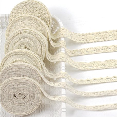 6 Rouleau Rouleaux Ruban Dentelle 30 m Vintage Ruban Dentelle Coton Décoratif Tissu Dentelle au Mètre pour Mariage Décoration Br