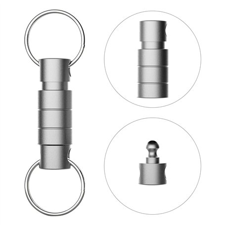 Neikafan Porte-Clés Amovible Titane à Double Extrémité Pivotant - Déclenchement Rapide Anneau Porte Clef Mousqueton - Accessoire