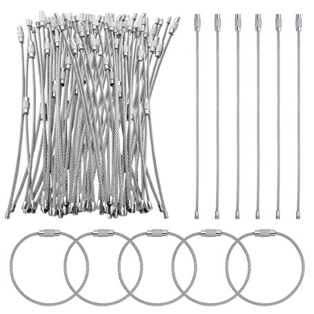 60 Pièces Porte-Clés en Fil Inoxydable