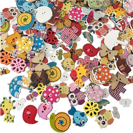 100 Pièces Boutons Animaux Colorés Pour Scrapbooking