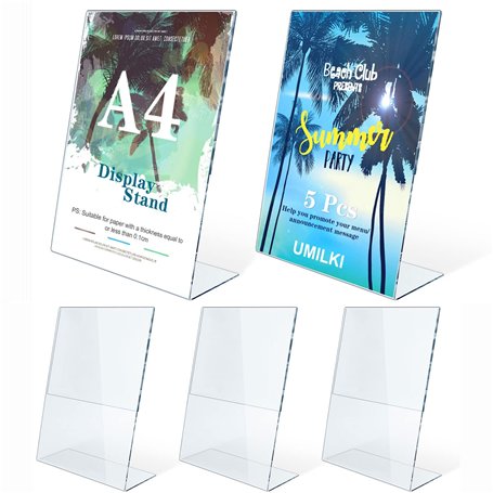 Lot de 5 x a4 Présentoirs de Table Incliné