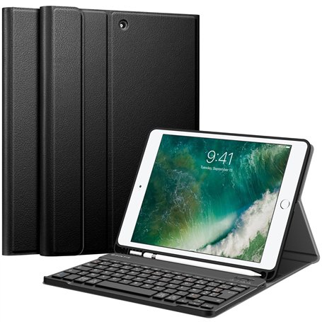 FINTIE Clavier pour iPad 6e/5e Génération (2018/2017) et iPad Air 2/1 (2014/2013) 9.7 Pouces - [Rangement de Stylet] Clavier AZE