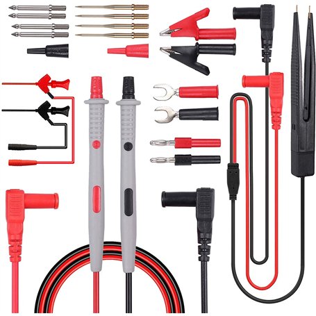 DollaTek Kit de cordons de mesure Multimètre électrique 21 en 1 Cordon de test avec pinces crocodile Sonde de test Câble multimè