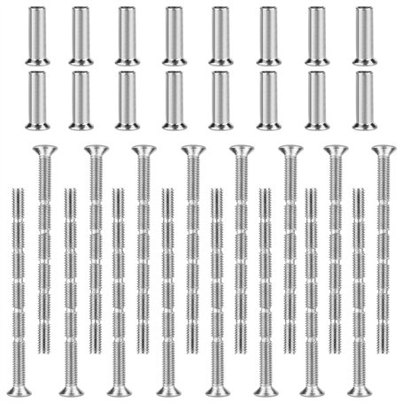 KLYNGTSK 16 PCS Kit de Connexion avec Boulon et Vis M4 pour Poignée de Porte - Vis de Liaison Meuble Nickelée avec Manchon pour