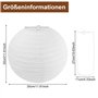 Lot de 6 lanternes en papier blanc de 30 cm - Décoration de fête classique - Style bambou - Lampions côtelés - Abat-jour rond po