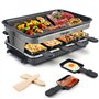 Appareil a Raclette 8 Personne Service a Raclette avec Revêtement Anti-Adhésif Plaque de Cuisson 8 Poêlons Antiadhésifs 4 Spatul