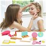 Maquillage Jouet Fille 3-5 Ans - Jeux en Bois Cadeau Fille 3-4 Ans Malette Faux Maquillage avec Palette et Kit Coiffure pour Cad