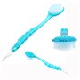 Cisixin Brosse Nettoyante de Bain Douche Arrière exfoliante Corps Brosse avec Long Manche (Bleu)