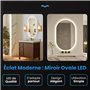 Dileci - Miroir Ovale LED 50x80 cm – Éclairage Intégré avec Lumière Blanche – Fonction Désembuage et Bouton Tactile – Idéal pour