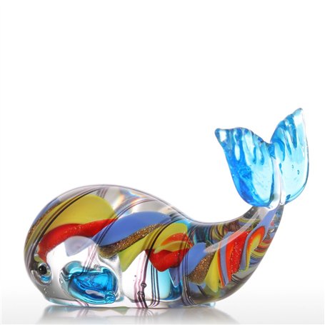 Tooarts Coloré Baleine Cadeau Ornement en Verre Figurine d'animal Soufflé Home Decor Multicolor
