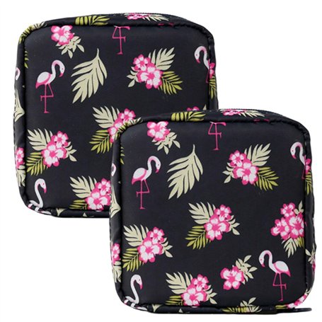 Lot de 2 sacs de rangement flamant rose pour serviettes hygiéniques