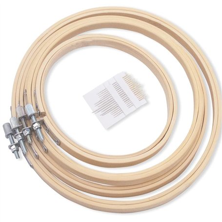 Lot de 4 cadres à broder ronds en bambou