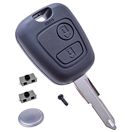 ANGOFIZ Coque Clé Télécommande Compatible avec Peugeot 106 107 206 206CC 206 Break SW 207 306 406 +Lame Vierge NE73 + 2 Boutons