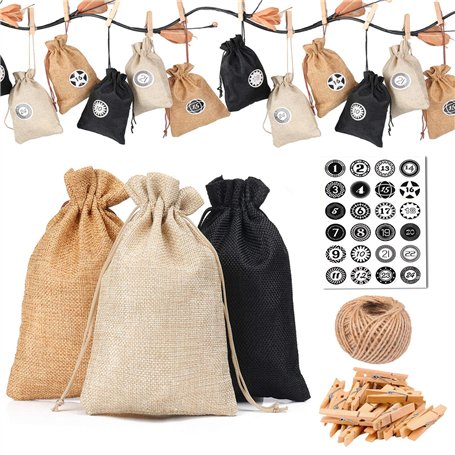 KATELUO 24 Calendrier de l'Avent-Sac en Tissu