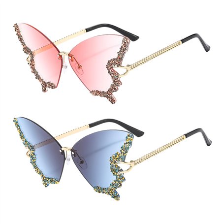 EHDWXVZM 2 paires de lunettes papillon en strass