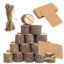 30 Pièce Porte Carte en Bois Porte Menu Mariage Support Menu avec 30 Cartes Papier + 10m Corde Jute Marque Place Bois Stands en
