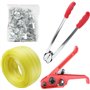 Kit de cerclage manuel avec dispositif de scellement de 100 m - Banc de cerclage 50 pièces clips pour tendeurs d'emballage en pl
