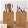 VIFERR Porte-stylo en Bambou - Multi-Fonction Pot à Crayons Carré Boîte de Rangement Stylos Organisateur pour Pinceaux de Maquil