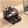 Vinabo Rangement Bureau, Organisateur de Bureau en Filet MéTallique, Pot a Crayon Bureau avec 4 Compartiments de Tri, Porte Styl