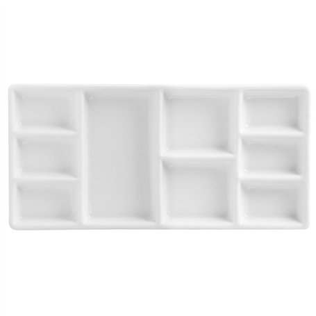 ATWORTH 9-Well News Ceramic Rectangle Artist Palette de Peinture pour Aquarelle Gouache Acrylique Peinture à l'huile