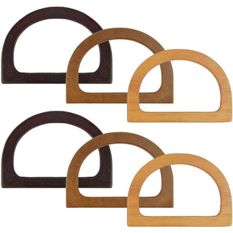 Kleemeiero 6PCS Poignées de Sac en Bois Anse pour Sac à Main Poignée en Bois pour Bricolage à la Main Poignées de Sac à Main en