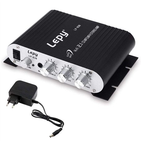 DollaTek LEPY LP-838 Automobile Amplificateur stéréo Subwoofer Audio (Noir) LED Light