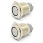 DollaTek 2Pcs 16mm 10A interrupteur momentané interrupteur à bouton-poussoir 12V dc oeil angulaire LED interrupteur rond en acie
