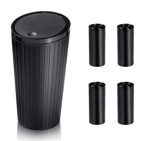 Poubelle de Voiture avec Couvercle：Mini Poubelle Voiture avec 4 Rouleaux de Sacs Poubelle Inclus - Accessoire Voiture Interieur