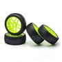 SWHstore Lot de 4 pneus en caoutchouc vert RC 1:8 pour voiture tout-terrain 5 rayons et jante plactique pour voiture HSP