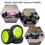 SWHstore Lot de 4 pneus en caoutchouc vert RC 1:8 pour voiture tout-terrain 5 rayons et jante plactique pour voiture HSP