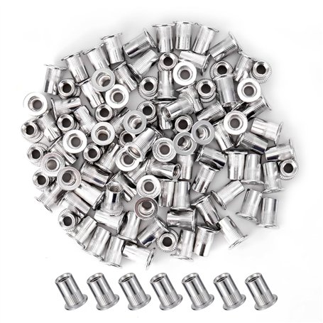 Pxyelec Lot de 100 M5 5 mm à tête plate en aluminium Rivet Écrou aveugle Insert Écrou