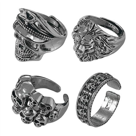 NYGGTYK Lot de 4 bagues de style rock