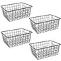 MUKLEI Lot de 4 paniers de rangement en fil métallique noir