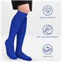 SKHAOVS 2 Paires Chaussettes de Football Enfant, Chaussette Foot Bleues pour Garçons Filles, Chaussettes Hautes de Sports Chauss
