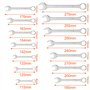Mesybveo 14 Pièces Clé Plate à Cliquet, 8-24 mm Jeu de Clé Plate Mixtes en Acier au Chrome Vanadium, Trousse Enroulable Bricolag
