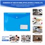 Lot de 10 Pochettes Plastique A4 avec Rabat, Chemises avec Pochettes d’Étiquette, Rangement Efficace, Idéal pour l’École, le Bur