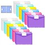 24 Pièces Pochette Plastique A4 avec 11 Trous Colorée Pochette Documents Transparent Document Dossier Pochettes Chemises avec Bo