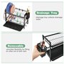 MXTIMWAN Égouttoir à Vaisselle Cuisine 2 Étages INOX - Grande Capacité Avec Plateau Égouttement et Support pour Couverts - Noir